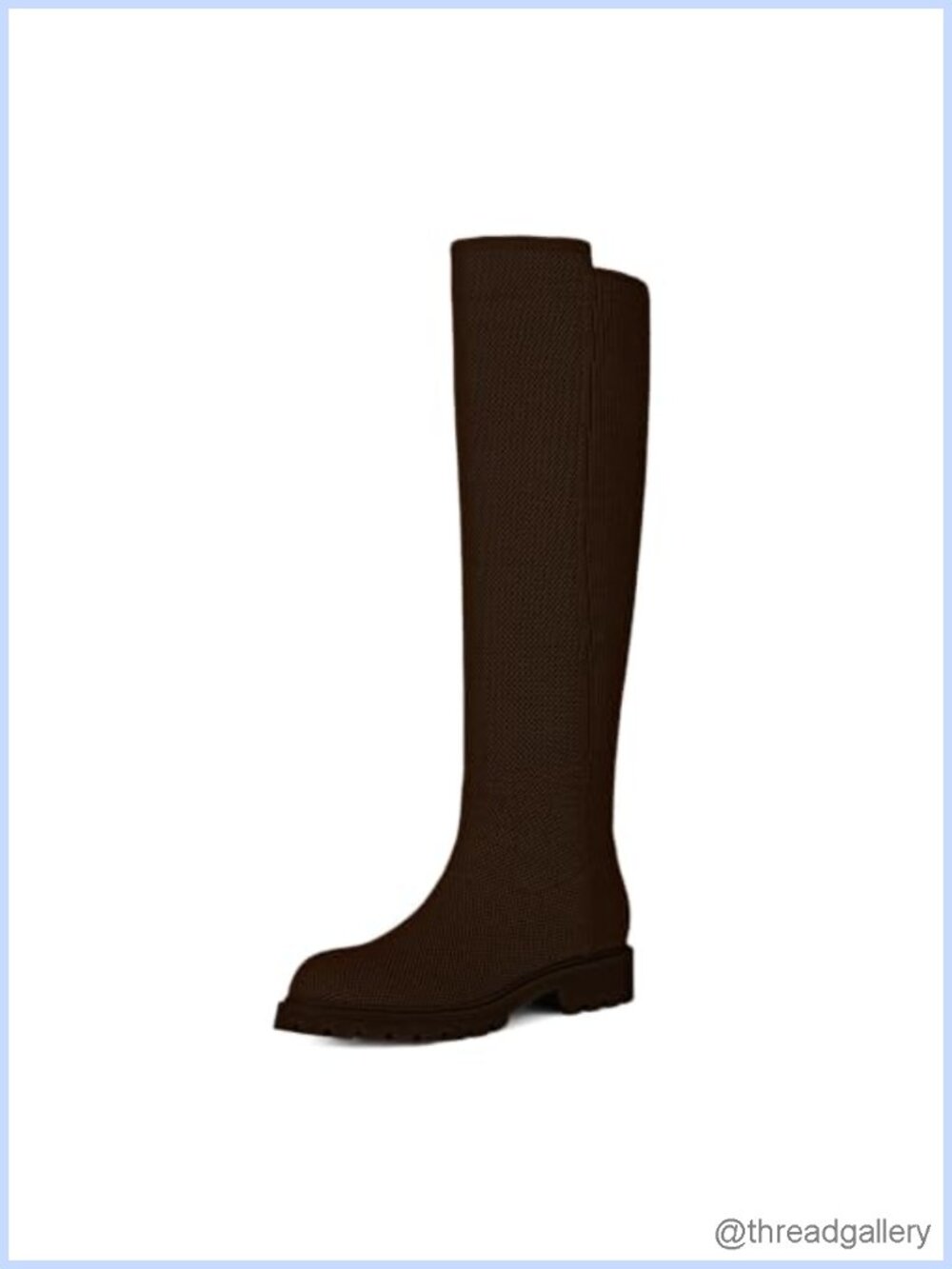 Knit Knee High Boots Women Round Toe Flat Stretchy Pull On Tall Boots